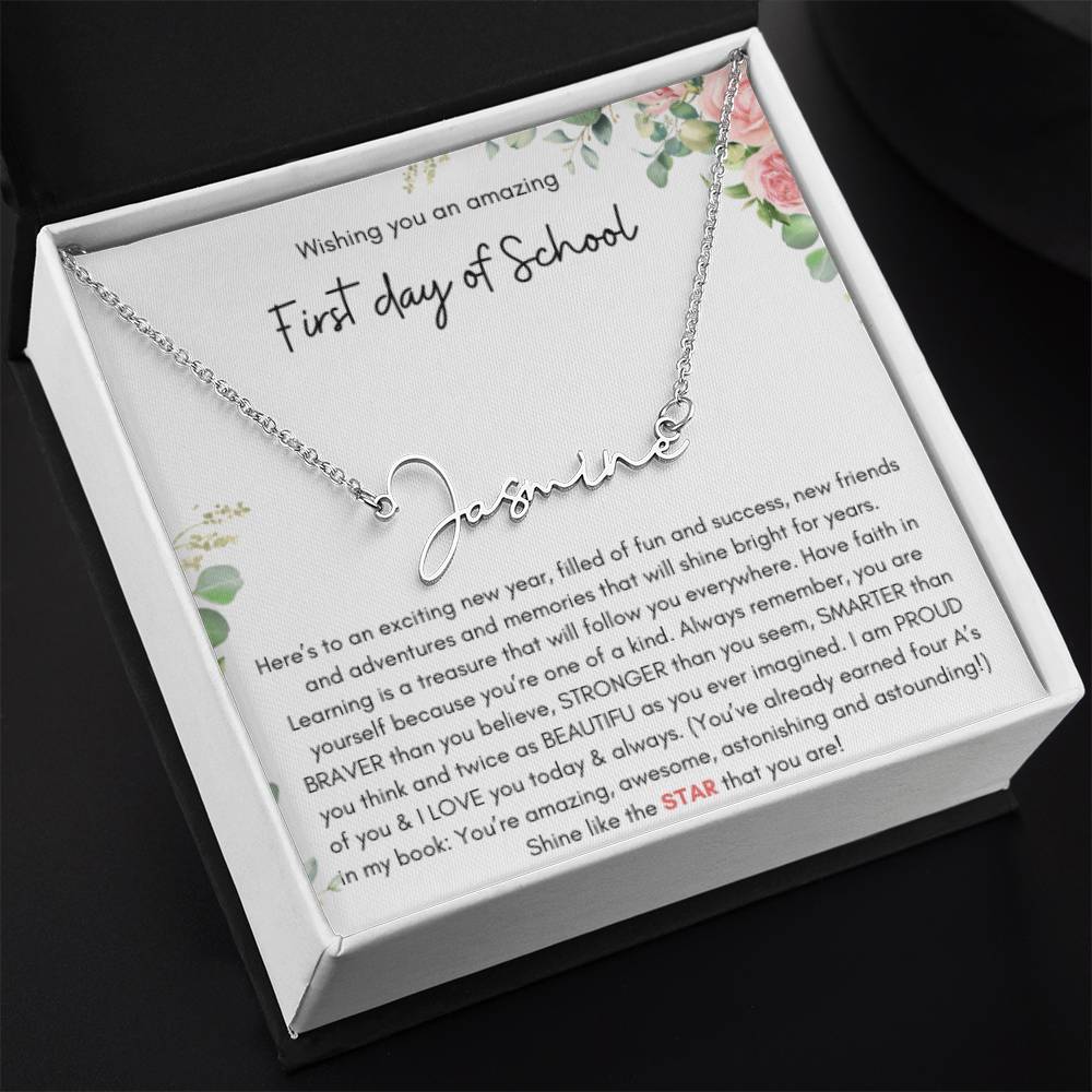 First Day of School Signature Style Name Necklace