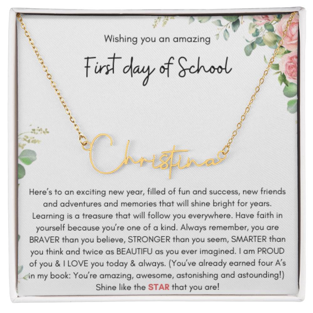 First Day of School Signature Style Name Necklace