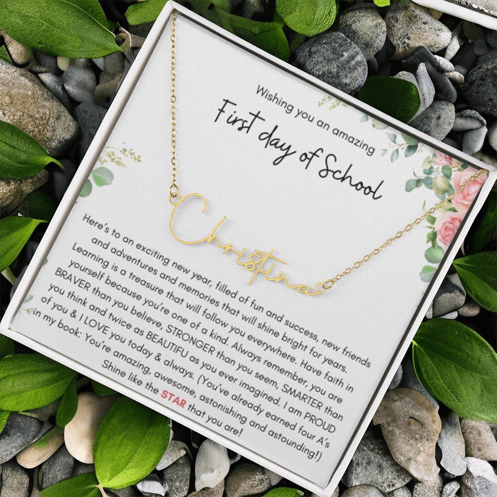 First Day of School Signature Style Name Necklace