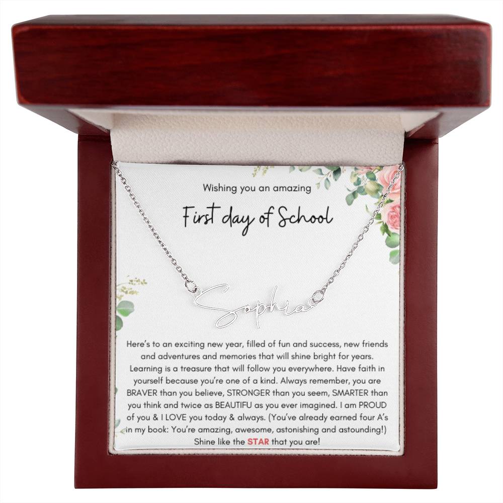 First Day of School Signature Style Name Necklace