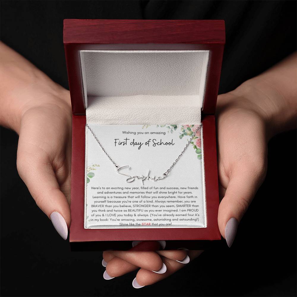 First Day of School Signature Style Name Necklace