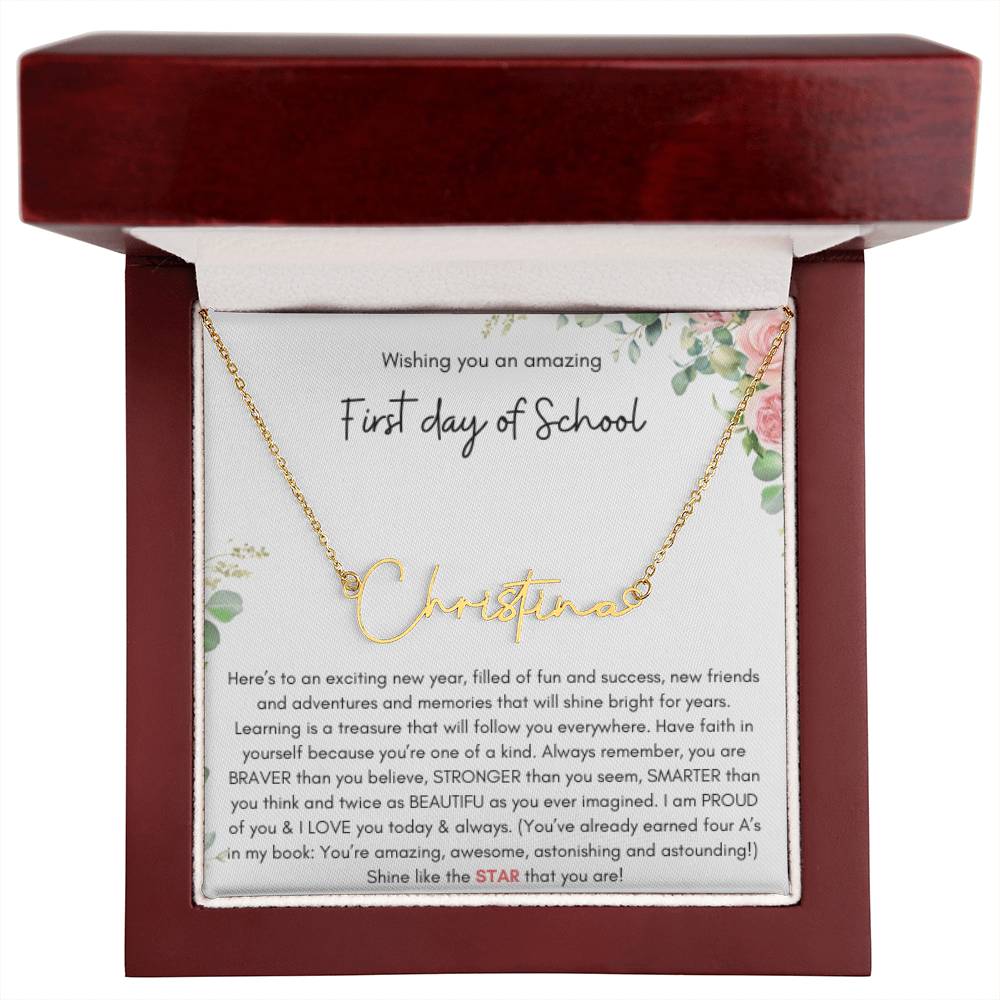 First Day of School Signature Style Name Necklace