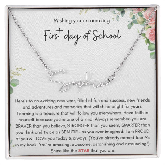 First Day of School Signature Style Name Necklace